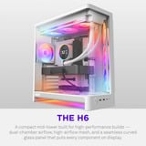 NZXT H6 boîtier midi tower Blanc | 2x USB-A | 1x USB-C | Verre trempé