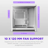 NZXT H6 boîtier midi tower Blanc | 2x USB-A | 1x USB-C | Verre trempé