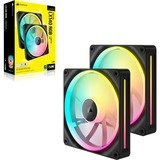 Corsair iCUE LINK LX140 RGB, Ventilateur de boîtier Noir, 2 pièces, connecteur de ventilateur PWM à 4 broches