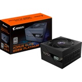 GIGABYTE GP-AE850PM PG5 alimentation modulaire 850 watt Noir, 1x 12VHPWR, 6x PCIe, 80 PLUS Platinum, Conception entièrement modulaire, Ventilateur de 120 mm, Compatible ATX 3.0, Prise EU, 850 W, 100 - 240 V, 50/60 Hz, 12 A, Actif, 125 W