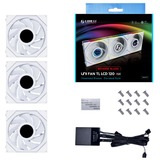 Lian Li UNI FAN TL 120 LCD Reverse Blade ventilateurs de boîtier RGB  Blanc, 3 pièces, 120 x 124 x 28 mm, PWM, contrôleur inclus