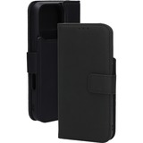 Mobiparts iPhone 16 Pro - Étui portefeuille en cuir 2-en-1, Housse smartphone Noir