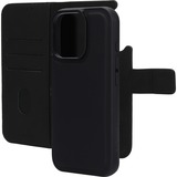 Mobiparts iPhone 16 Pro - Étui portefeuille en cuir 2-en-1, Housse smartphone Noir