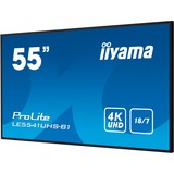 iiyama ProLite LE5541UHS-B1 55" 4K Ultra HD, Affichage public Noir, 4K UHD, VGA, HDMI, RS-232c, USB, LAN, Audio