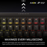 Corsair VANGUARD 96 WIRELESS RGB clavier gaming mécanique Noir, Layout US (QWERTY), Corsair MLX Plasma, 96%, RGB, Keycaps PBT double-shot, ABS single-shot, Hot-swap, RF2.4 / USB / Bluetooth