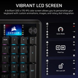 Corsair VANGUARD 96 WIRELESS RGB clavier gaming mécanique Noir, Layout US (QWERTY), Corsair MLX Plasma, 96%, RGB, Keycaps PBT double-shot, ABS single-shot, Hot-swap, RF2.4 / USB / Bluetooth