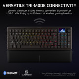Corsair VANGUARD 96 WIRELESS RGB clavier gaming mécanique Noir, Layout US (QWERTY), Corsair MLX Plasma, 96%, RGB, Keycaps PBT double-shot, ABS single-shot, Hot-swap, RF2.4 / USB / Bluetooth