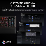 Corsair VANGUARD 96 WIRELESS RGB clavier gaming mécanique Noir, Layout US (QWERTY), Corsair MLX Plasma, 96%, RGB, Keycaps PBT double-shot, ABS single-shot, Hot-swap, RF2.4 / USB / Bluetooth