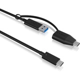 ICY BOX FD-A-USBC-002, USB-C 10Gbps Cable- Model E, Câble Noir, 1 mètre