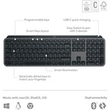 Logitech MX Keys S Advanced Wireless Illuminated Keyboard, clavier Graphite