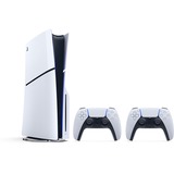 Sony PlayStation 5 (Slim) + deux manettes sans fil DualSense, Console de jeu Blanc/Noir
