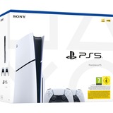 Sony PlayStation 5 (Slim) + deux manettes sans fil DualSense, Console de jeu Blanc/Noir