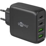 goobay 68W GaN USB-C PD Multiport Quick Charger Noir, 2x USB-C, 2x USB-A