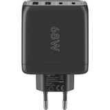 goobay 68W GaN USB-C PD Multiport Quick Charger Noir, 2x USB-C, 2x USB-A