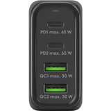 goobay 68W GaN USB-C PD Multiport Quick Charger Noir, 2x USB-C, 2x USB-A