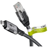 goobay Adaptateur réseau USB-C 3.2 Gen1 vers RJ-45, Carte réseau Noir/Argent, 5 mètres