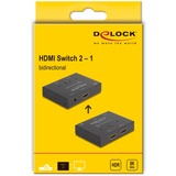 DeLOCK HDMI 2 - 1 Switch bidirectional 8K 60 Hz, Switch HDMI Noir