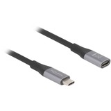 DeLOCK Rallonge USB-C 40 Gbps, PD 3.1, 240 W, 2 mètres, Câble d'extension Noir/gris