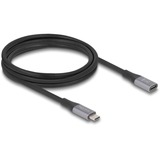 DeLOCK Rallonge USB-C 40 Gbps, PD 3.1, 240 W, 2 mètres, Câble d'extension Noir/gris