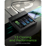 ICY BOX Duplicateur USB4® 4 baies IB-4013MCL-C4 (clonage 1:3), Station d'accueil Noir