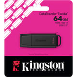 Kingston DataTraveler Exodia 64 GB, Clé USB Noir, 64 Go, USB Type-A, 3.2 Gen 1 (3.1 Gen 1), Casquette, 8,96 g, Noir