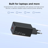 Lenovo 65W Mini USB-C GaN Charger Noir, 1x USB-C, avec câble