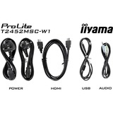 iiyama ProLite T2452MSC-W1 24" Moniteur  Blanc/Noir, Touch, HDMI, DisplayPort, USB, Audio