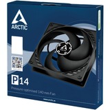 ARCTIC P14 ventilateur de boîtier Noir, 140 x 140 x 27 mm, Ventilateur, 14 cm, 1700 tr/min, 0,3 sone, 123,76 m³/h, Noir