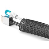 Digitus Chemin de câbles flexible avec fermeture velcro, Tuyau flexible de câble Noir, 2 m