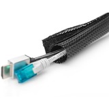 Digitus Chemin de câbles flexible avec fermeture velcro, Tuyau flexible de câble Noir, 2 m