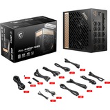 MSI MEG Ai1300P PCIE5 alimentation modulaire 1300 watt Noir, 1x 12V-2x6, 8x PCIe, 1300 W, 100 - 240 V, 50 - 60 Hz, 10 A, 5 A, Actif