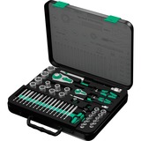 Wera 8100 SA/SC 2 Jeu de douilles Zyklop, Set d'outils Noir/Vert, Clé à cliquet de 43 pièces avec tête pivotante