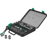 Wera 8100 SA/SC 2 Jeu de douilles Zyklop, Set d'outils Noir/Vert, Clé à cliquet de 43 pièces avec tête pivotante