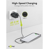 goobay  Chargeur rapide USB-C PD GaN Nano (20 W) Noir, 1x USB-C, Power Delivery 3.0