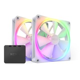 NZXT F140 RGB Core Twin, Ventilateur de boîtier Blanc, 2x ventilateur RGB, avec contrôleur