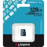 Kingston Carte microSDXC Canvas Go Plus Gen4 200R A2 U3 de 128 Go, pack unique sans ADP, Carte mémoire Noir, pack unique sans ADP, 128 Go, MicroSD, Classe 10, UHS-I, 200 Mo/s, 100 Mo/s