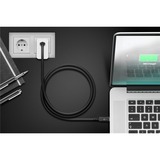 goobay IB-CB034 USB-C > USB-A et USB-C, Câble Noir, 1 mètre