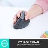 Logitech MX souris ergonomique vertical Noir/Argent, 400 - 4000 dpi, Unifying, Bluetooth, USB