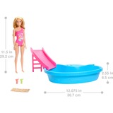 Mattel Poupée Barbie blonde avec piscine et toboggan 