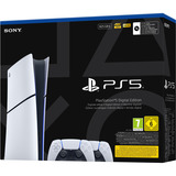 Sony Interactive Entertainment PlayStation 5 Digital Edition (Slim) - 825 Go + 2 manettes sans fil DualSense, Console de jeu Blanc/Noir
