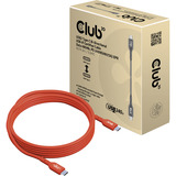 Club 3D USB-C 2.0 > USB-C 2.0 Bi-Directional USB-IF Certified, Câble Orange, 4 mètres, 480 Mb, 240 W (48 V/5 A)