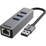 Sitecom USB-A vers Ethernet + 3x USB hub, Station d'accueil Gris