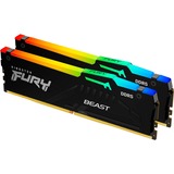 Kingston FURY 64 Go DDR5-6000 Kit, Mémoire vive Noir, KF560C30BBEAK2-64, Fury Beast RGB, XMP, EXPO