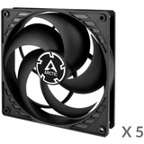 ARCTIC P14 ventilateurs de boîtier Noir, 5 pièces, 140 x 140 x 27 mm, Ventilateur, 14 cm, 1700 tr/min, 0,3 sone, 123,76 m³/h, Noir
