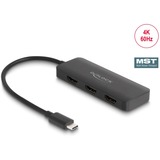 DeLOCK USB-C > 3x HDMI Splitter MST, Repartiteur HDMI Noir, 0,15 mètres, 4K 60Hz