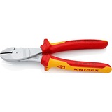 KNIPEX Pince coupante de côté à forte démultiplication 74 06 200, Tenailles de cran Rouge/Jaune, isolées par gaines bi-matière, certifiées VDE