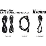 iiyama Prolite LH5575UHS-B1AG, Affichage public Noir, HDMI, DisplayPort, RJ45 (LAN), audio, USB, Android