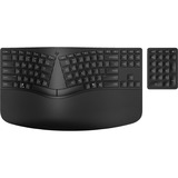 HP Clavier sans fil ergonomique 960 Noir/Noir, Layout BE, Mécanique des ciseaux, Avec pavé numérique