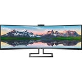 Philips 499P9H/00  48.8" Moniteur UltraWide  Noir, DisplayPort, HDMI, USB-C, Audio, LAN, Webcam