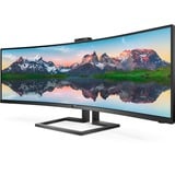 Philips 499P9H/00  48.8" Moniteur UltraWide  Noir, DisplayPort, HDMI, USB-C, Audio, LAN, Webcam